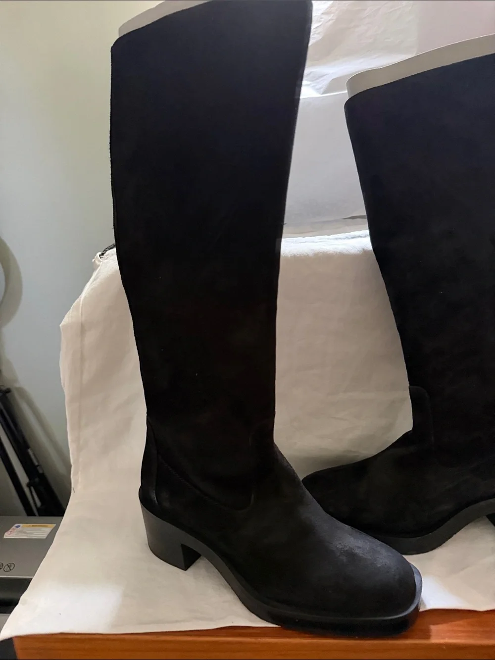 Stuart Weitzman Black Suede Over-the-Knee Boots